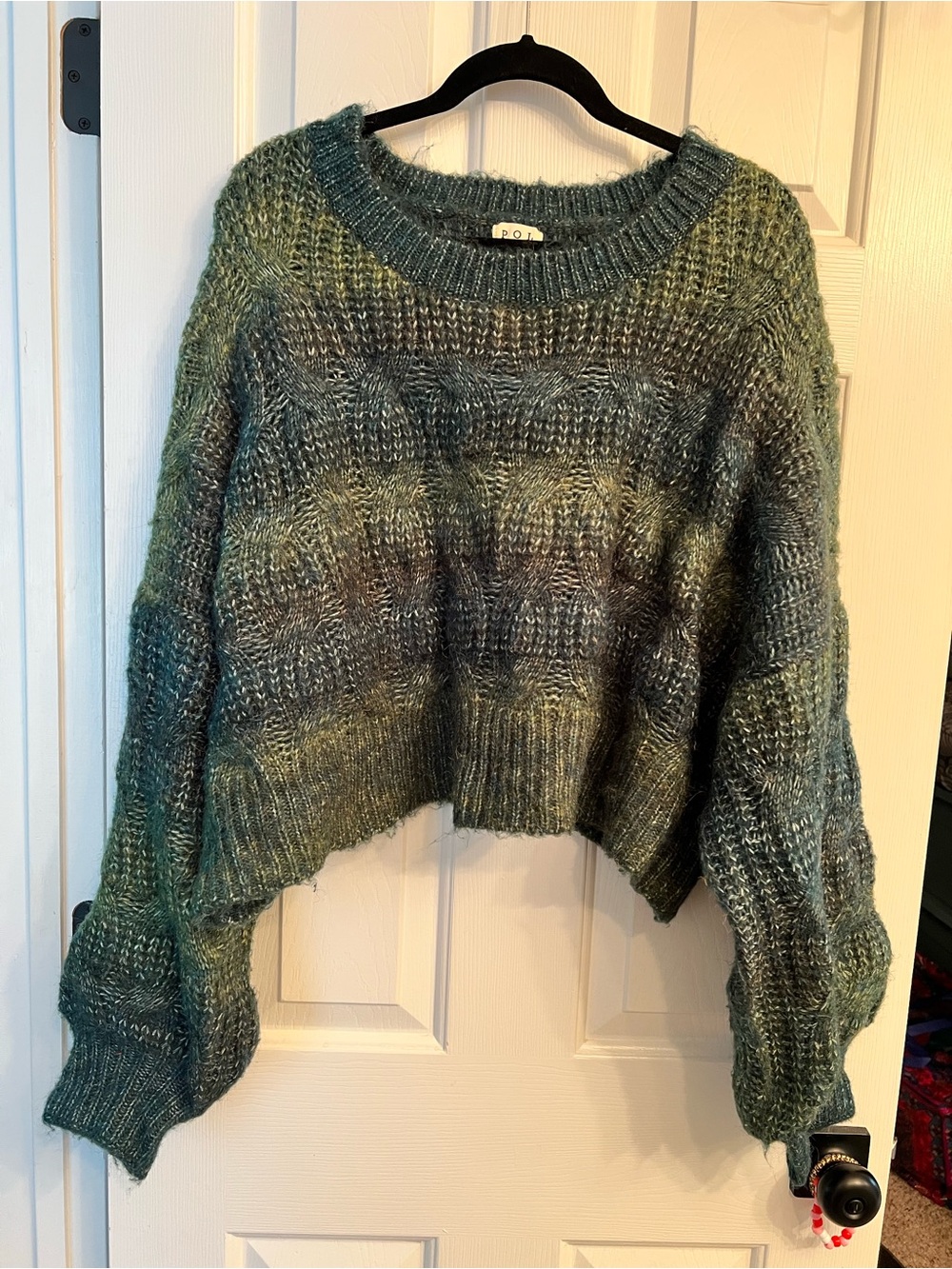 Cozy Green Chunky Knit Oversized Sweater L